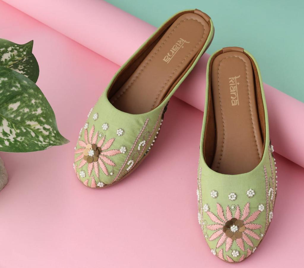 Kiana Fancy Wear Women Embroidered Indian Mojari Collection